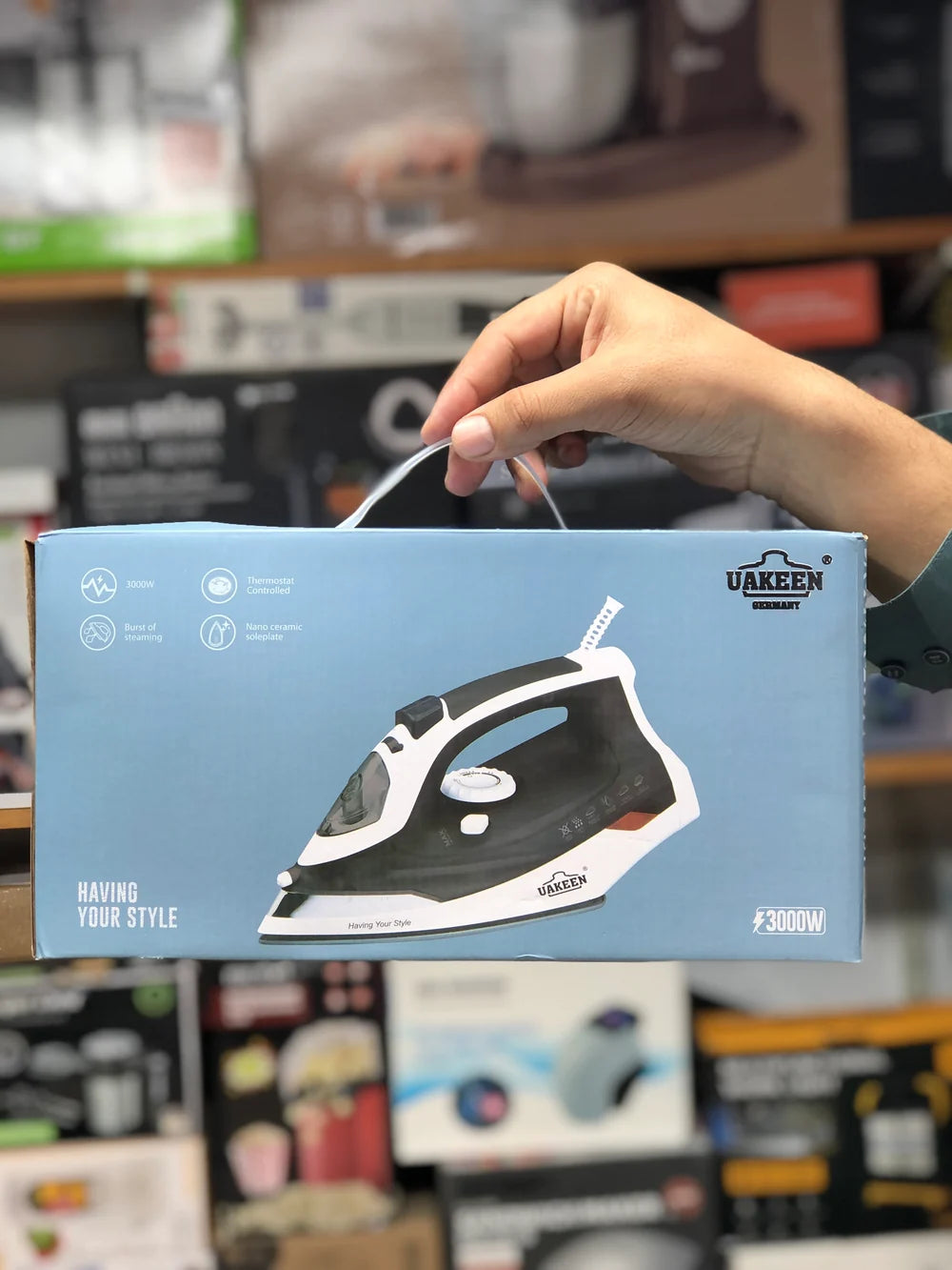 UAKEEN 3000W Steam Iron with Nano Ceramic Soleplate
