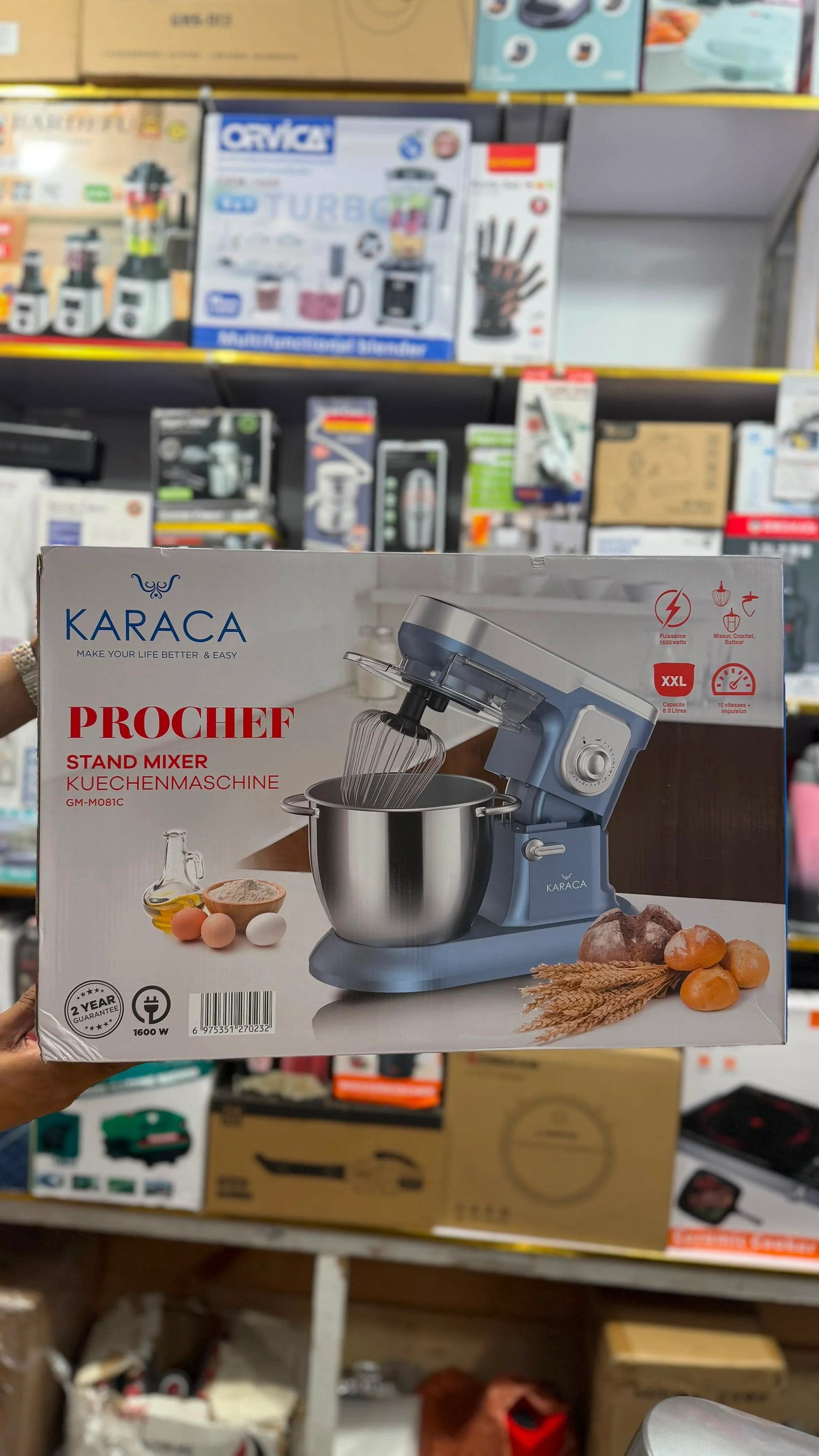 Karaca ProChef GM-M081C 1600W Stand Mixer | 8L Stainless Steel Bowl | 10-Speed Kitchen Food Mixer for Dough, Cake & Baking