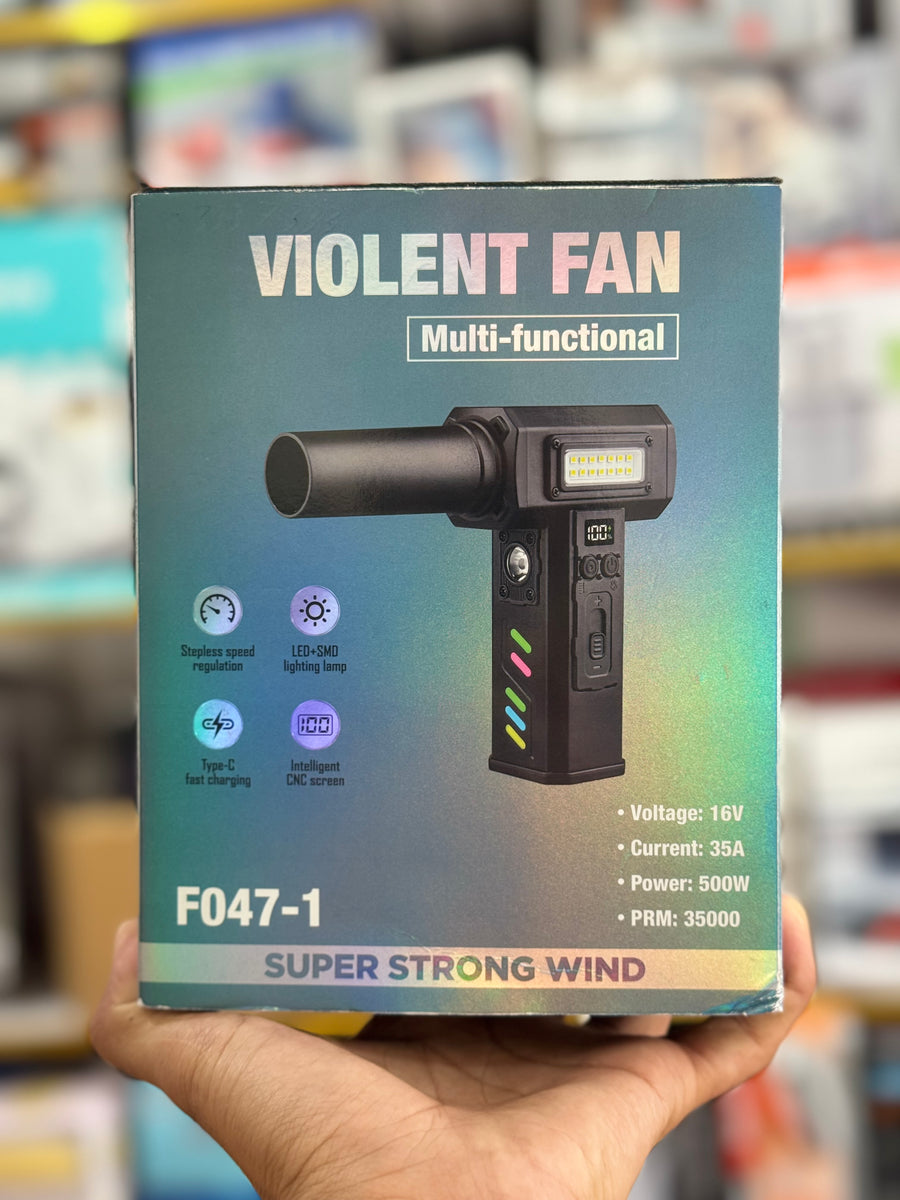 Violent Fan Handheld Turbo Blower with LED Light (F047-1) GM Electronic