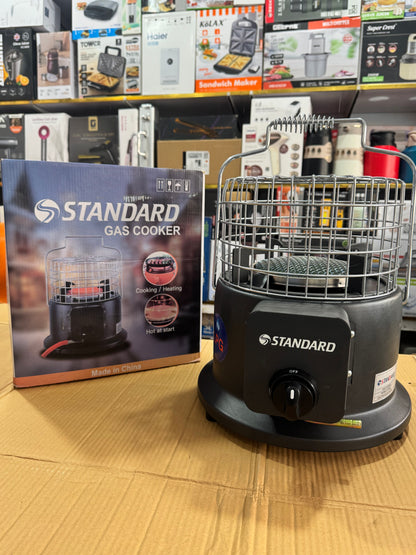 Standard 2-in-1 Portable Gas Heater & Cooker Stove with Protective Safety Cage GM Electronic