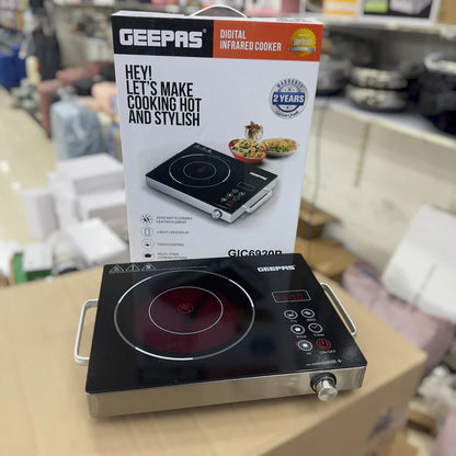 Geepas GIC6920P Digital Infrared Cooker 2600W Ceramic Heating Touch Control LED Display Portable Electric Cooktop with Multiple Cooking Modes