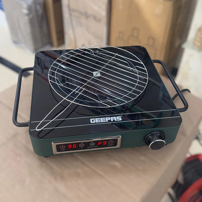 Geepas GIC6925P 3000W Digital Infrared Cooker with Grill Touch Control LED Display Portable Electric Cooktop