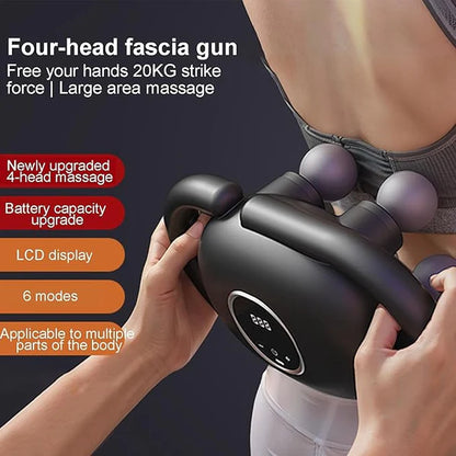 Four-Head Fascia Massage Gun FH-380 - Deep Tissue Muscle Relaxation Device with LCD Display