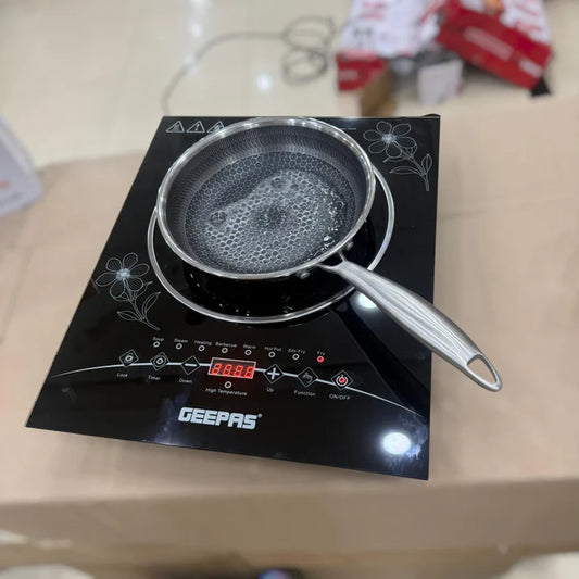Geepas GIC33013P 2000W Digital Induction Cooker Sensor Touch Control LED Display Portable Electric Cooktop with Timer Function