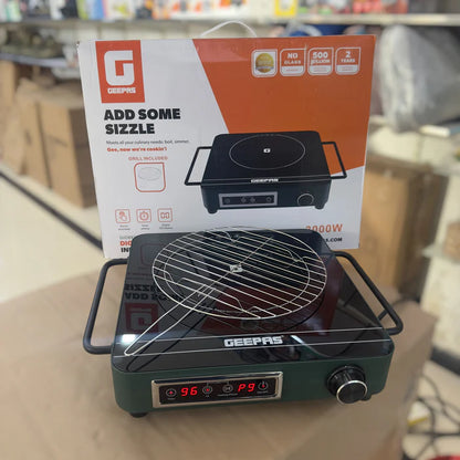 Geepas GIC6925P 3000W Digital Infrared Cooker with Grill Touch Control LED Display Portable Electric Cooktop