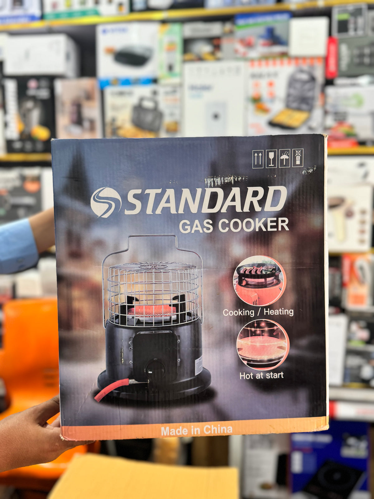 Standard 2-in-1 Portable Gas Heater & Cooker Stove with Protective Safety Cage GM Electronic