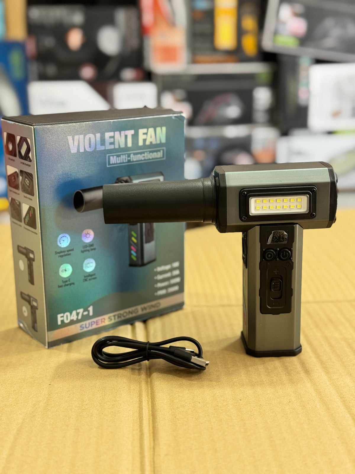Violent Fan Handheld Turbo Blower with LED Light (F047-1) GM Electronic