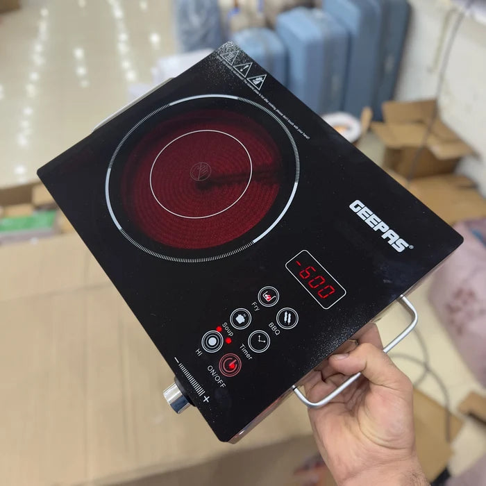 Geepas GIC6920P Digital Infrared Cooker 2600W Ceramic Heating Touch Control LED Display Portable Electric Cooktop with Multiple Cooking Modes
