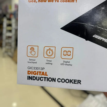Geepas GIC33013P 2000W Digital Induction Cooker Sensor Touch Control LED Display Portable Electric Cooktop with Timer Function