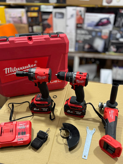 3 in 1 Cordless Tool Kit Drill Impact Wrench Grinder GM Electronic
