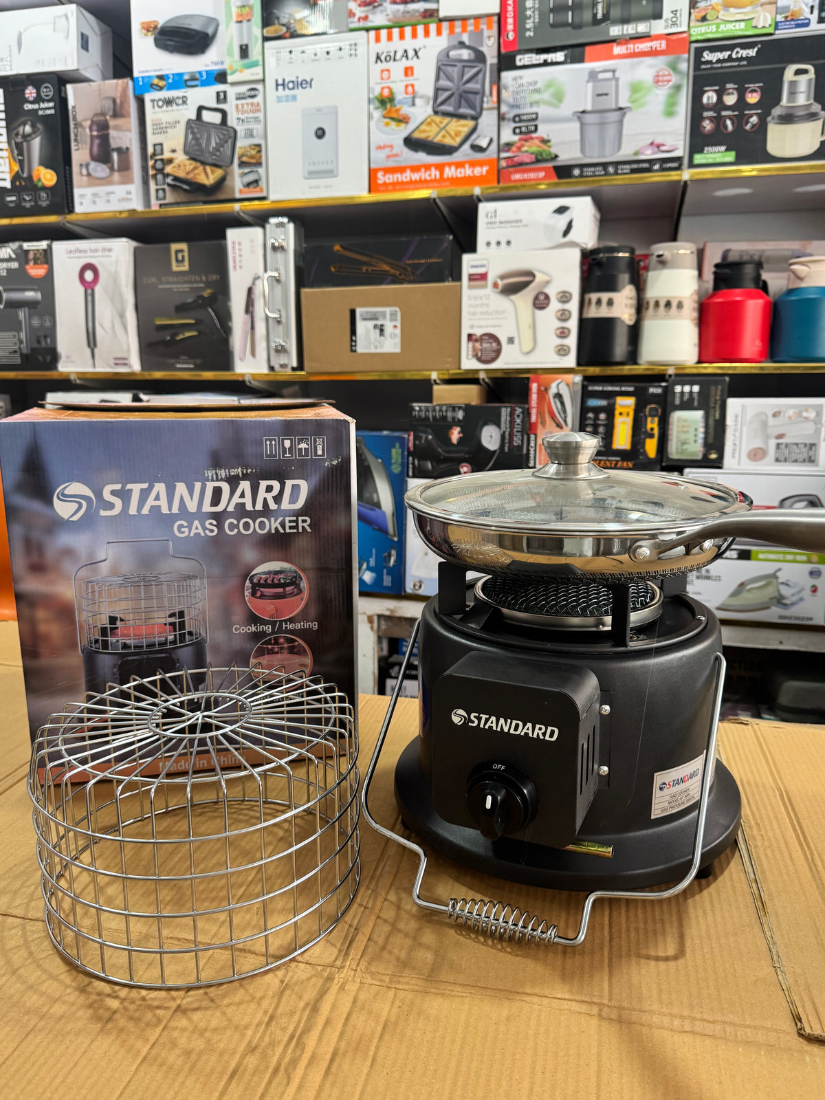 Standard 2-in-1 Portable Gas Heater & Cooker Stove with Protective Safety Cage GM Electronic