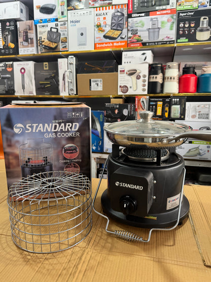 Standard 2-in-1 Portable Gas Heater & Cooker Stove with Protective Safety Cage GM Electronic