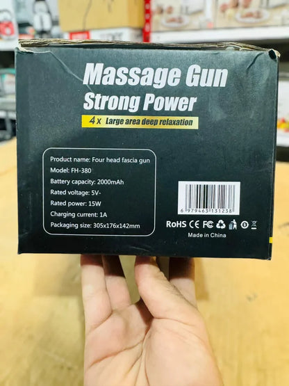Four-Head Fascia Massage Gun FH-380 - Deep Tissue Muscle Relaxation Device with LCD Display