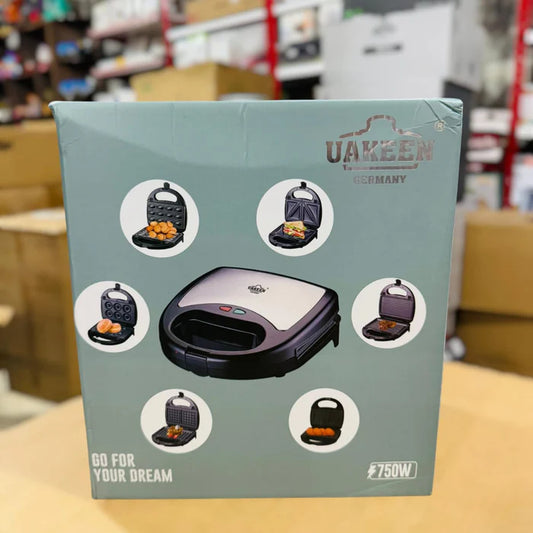Uakeen Germany 750W Multi-Function Sandwich Maker & Waffle Maker – 6 in 1 Electric Breakfast Machine