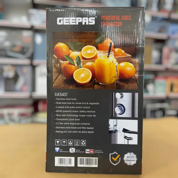 Geepas GJE5437 800W Powerful  slow Juice Extractor