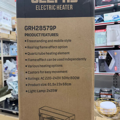 Geepas Electric Fireplace Heater with Quartz Heating & Flame Effect (GRH28579P) GM Electronic