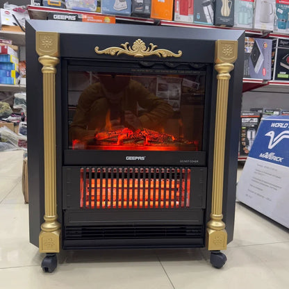 Geepas Electric Fireplace Heater with Quartz Heating & Flame Effect (GRH28579P) GM Electronic
