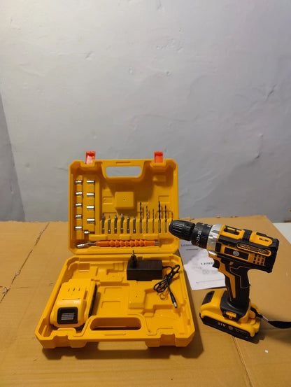 ABD 21V Cordless Impact Drill & Screwdriver Toolkit with Dual Lithium-Ion Batteries & Accessory Kit