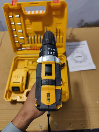 ABD 21V Cordless Impact Drill & Screwdriver Toolkit with Dual Lithium-Ion Batteries & Accessory Kit