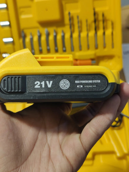 ABD 21V Cordless Impact Drill & Screwdriver Toolkit with Dual Lithium-Ion Batteries & Accessory Kit