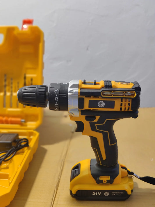 ABD 21V Cordless Impact Drill & Screwdriver Toolkit with Dual Lithium-Ion Batteries & Accessory Kit