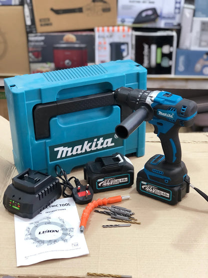 Makita Style HP002G 44V Cordless Impact Hammer Drill Kit (2x XGT 6.0Ah Li-Ion Batteries, Charger, Side Handle & Accessory Set)