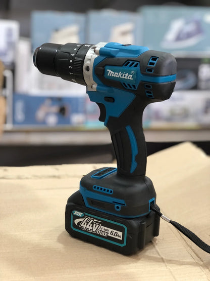 Makita Style HP002G 44V Cordless Impact Hammer Drill Kit (2x XGT 6.0Ah Li-Ion Batteries, Charger, Side Handle & Accessory Set)