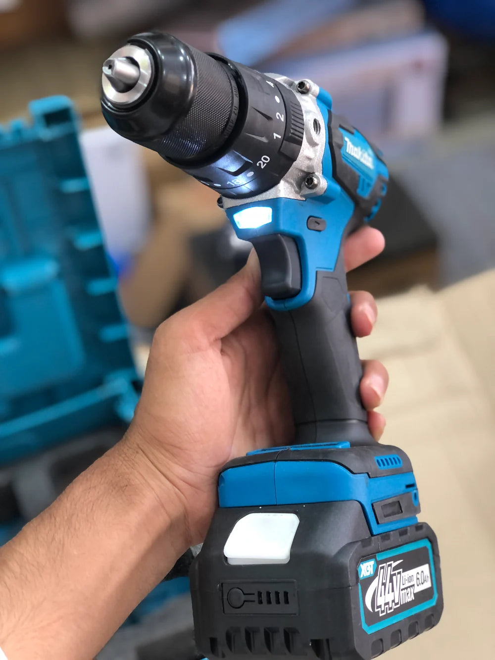 Makita Style HP002G 44V Cordless Impact Hammer Drill Kit (2x XGT 6.0Ah Li-Ion Batteries, Charger, Side Handle & Accessory Set)