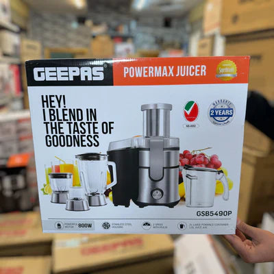 Geepas GSB5490P 800W Powermax Juicer with Blender