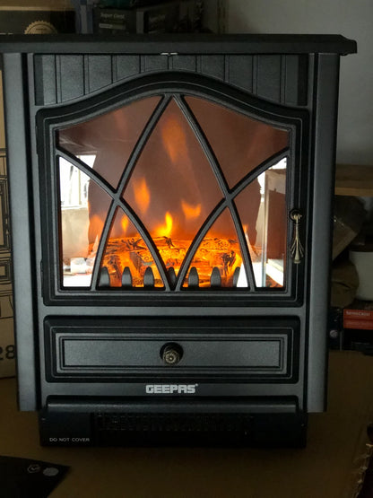 Geepas Electric Heater GRH28584P with Real Log Flame Effect | Freestanding Room Heater