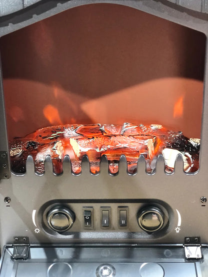 Geepas Electric Heater GRH28584P with Real Log Flame Effect | Freestanding Room Heater