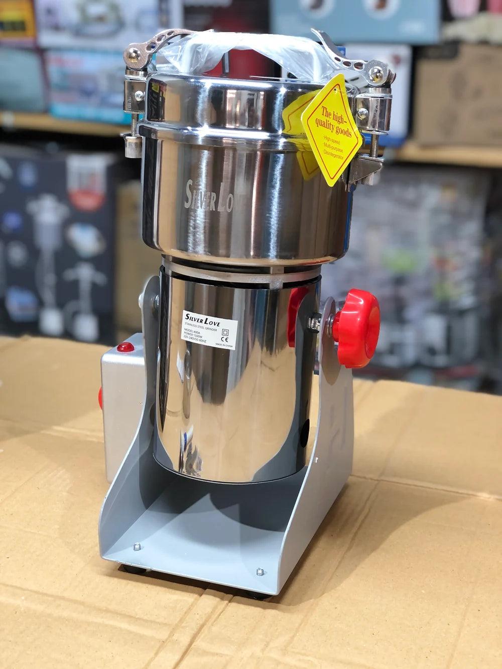 Silver Love 1500W Stainless Steel Electric Spice & Coffee Grinder - 500g Heavy Duty Vertical Mill, Model 500A