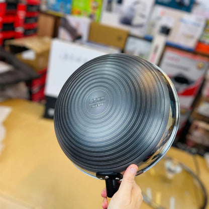 Stainless Steel Non-Stick Frying Pan Wok 34cm with Glass Lid