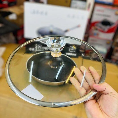 Stainless Steel Non-Stick Frying Pan Wok 34cm with Glass Lid