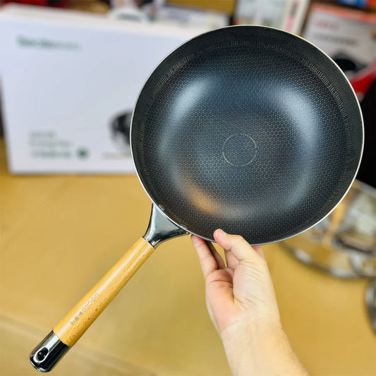 Secite XST-3003 316 Stainless Steel Frying Pan 30cm with Wooden Handle