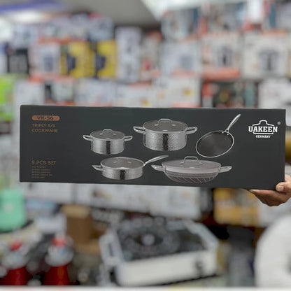 UAKEEN VK-56 Triply Stainless Steel Cookware Set – 9 Pcs