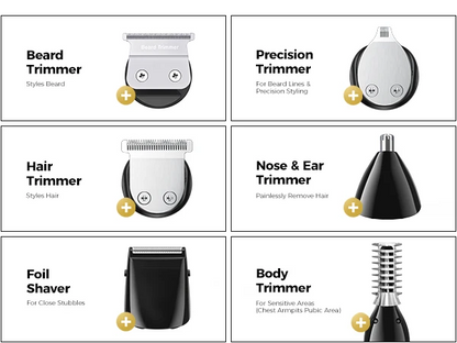 Glaker 6-in-1 Beard Trimmer & Hair Clipper Set (Model: JM-700UU-6 / C51)