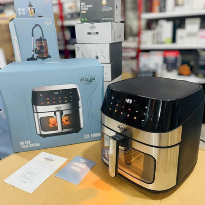 Uuakeen air fryer, uakeen 10l air fryer, 10l digital air fryer, 1800w air fryer, large capacity air fryer pakistan, air fryer with window, oil free air fryer, best air fryer pakistan, family size air fryer