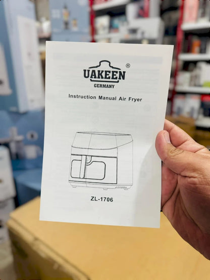 Uuakeen air fryer, uakeen 10l air fryer, 10l digital air fryer, 1800w air fryer, large capacity air fryer pakistan, air fryer with window, oil free air fryer, best air fryer pakistan, family size air fryer