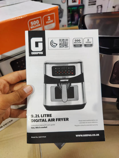 Geepas 9.2L Digital Air Fryer GAF37524 – Convection Vortex Rapid Air Technology, LED Touchscreen, 60-Min Timer, Oil-Free | 2 Year Warranty