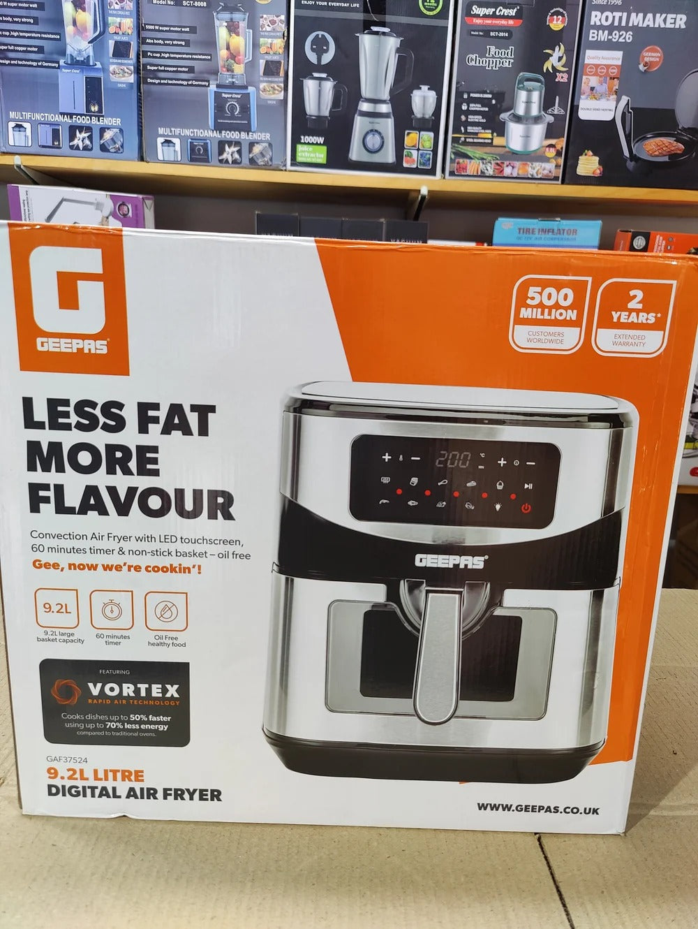 Geepas 9.2L Digital Air Fryer GAF37524 – Convection Vortex Rapid Air Technology, LED Touchscreen, 60-Min Timer, Oil-Free | 2 Year Warranty