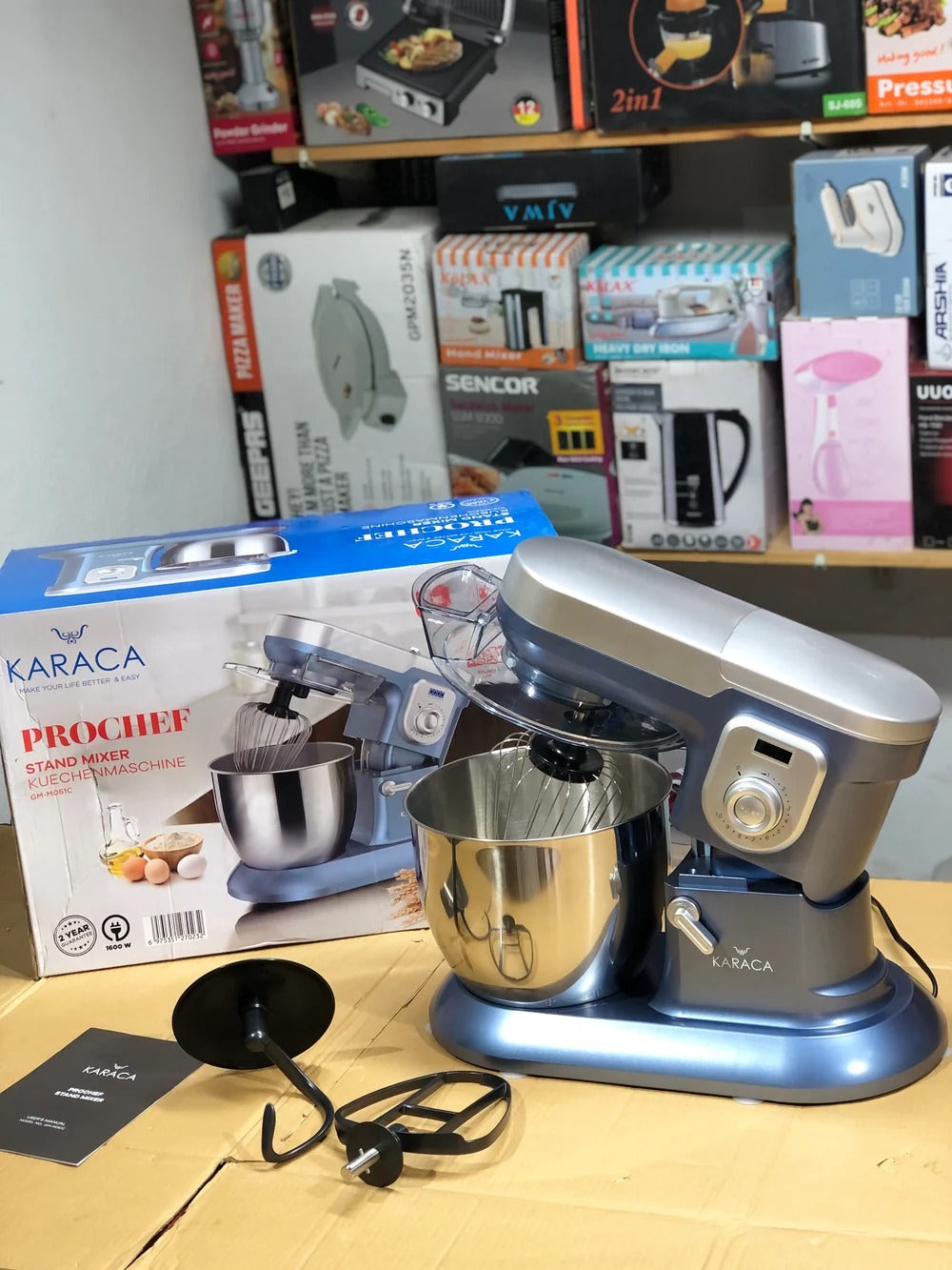 Karaca ProChef 1600W Stand Mixer with 6.5l Stainless Steel Bowl | 10-Speed Kitchen Food Mixer for Baking & Dough Mixing