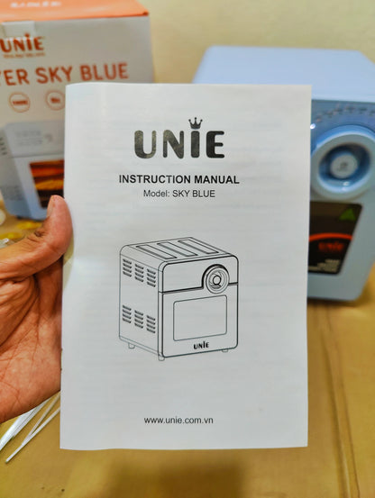 UNIE Air Fryer Oven 14.5L Sky Blue – Digital Rotisserie & Rapid Air Fryer with Rack, Skewers & Basket