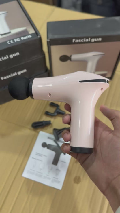 Portable Handheld Fascial Gun HB-012 | Deep Tissue Muscle Massager with 4 Massage Heads