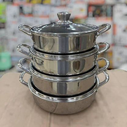 8 Pcs Shallow Laser Coated Cookware Set – 26cm to 32cm
