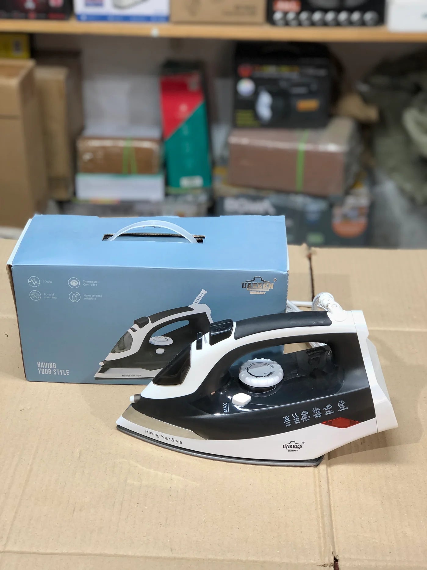 UAKEEN 3000W Steam Iron with Nano Ceramic Soleplate